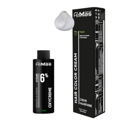 Abbildung von Femmas Haarfarbe Set Bleichverstärker 1000 I Hair Color Cream 100ml + Oxycreme 6% Permanente Haar Coloration Entwickler Schonend &amp; langanhaltend Salon für Zuhause