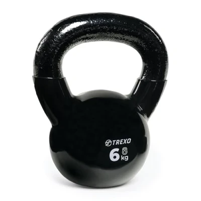 Abbildung von TREXO Kettlebel 6KG Gusseisen mit Vinyl Beschichtung für vielseitige Übungen zu Hause und Gym Dumbbell Professional Ball Hantel
