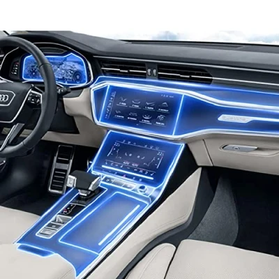 Abbildung von AELFIE Auto Innenfolie Armaturenbrett Klavierbrett Schaltmittelkonsole Kratzfeste transparente TPU PPF Folie für Audi A6 A7 C8 2019 2023