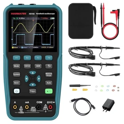Abbildung von Digitales Oszilloskop,HANMATEK Handheld Digitaloszilloskop HO102 100Mhz Bandbreite, 2 Kanal in 1 Oszilloskop und Multimeter