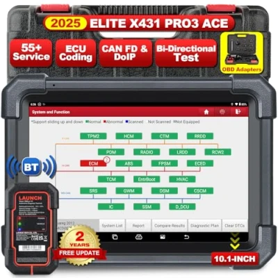 Abbildung von LAUNCH X431 PRO3 ACE OBD2 Auto Diagnosegerät mit DBScar VII,Kfz Scan Tool Topologie Mapping,Online Codierung,CANFD&amp;DoIP,50+ Dienste,FCA Renault SGW,HD LKW Scan, IMMO,10.1 Zoll, 2024 Modell