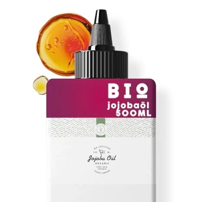 Abbildung von 500ml BIO Jojobaöl, Kaltgepresst, Rein 100% Natürliche Pflege für Haut, Haare, Gesicht, Bart Pflanzliche Plastikflasche Abgefüllt in Frankreich