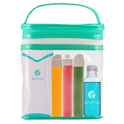 Abbildung von Mapeau Wachswärmer Waxing Set für Haarentfernung, Wachspatronen Kit Roll On (Breit, Schmal, Mini), Gerät, Vliesstreifen und After Wax Öl mit Tasche