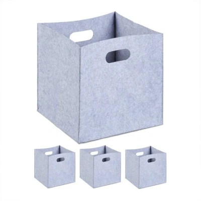 Abbildung von relaxdays Aufbewahrungskorb Aufbewahrungsbox Filz 4er Set, Grau