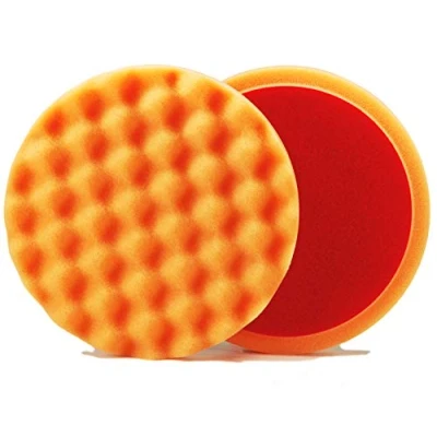 Abbildung von ALCLEAR 5613530AH_2 5613530AH Polierpad gegen Hologramme, Auto Polierschwämme, gewaffelt, Durchmesser: 135x25 mm, orange,2er Set, polieren Pad Schwamm Polierschaum f. Poliermaschine