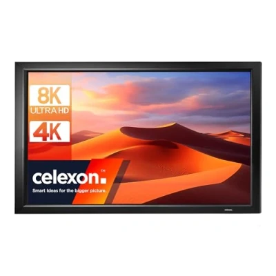 Abbildung von 110&quot; Zoll Rahmen Leinwand celexon HomeCinema 16:9 240x135 cm schwarz 8K 4K Full HD 3D langlebige Beamer Projektions mit top Planlage für Ihr Büro oder Heimkino zur Wandmontage