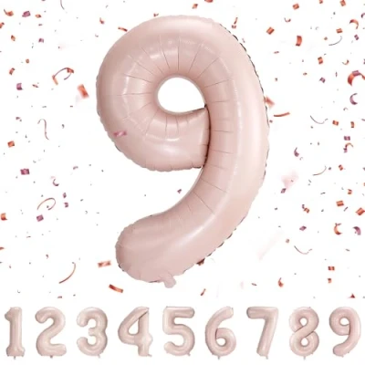 Abbildung von Geburtstag zahlen luftballon 9 jahre Pastel Rose Folienballon XXL Riesen in 40&quot; 101cm Geburtstagsdeko Ballon Zahl Deko zum .Fliegt mit Helium