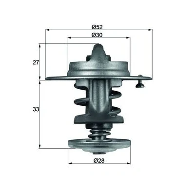 Abbildung von MAHLE ORIGINAL TX 80 83 Kühlwasserthermostat 52 ohne Dichtung MITSUBISHI: Carisma Schrägheck, Limousine, TOYOTA: HIACE 4 Kasten, 4Runner