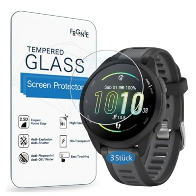 Abbildung von Frgnie Schutzfolie Kompatibel für GARMIN Forerunner 165 (3 Stück) 9H Gehärtetes Glas Displayschutzfolie, Music Smartwatch