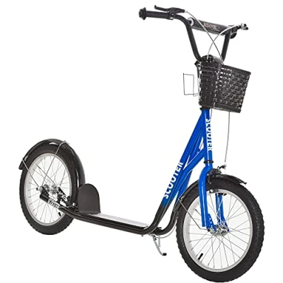 Abbildung von Kinderroller Tretroller mit Bremse Korb höhenverstellbar Gummi Blau