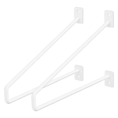 Abbildung von ML Design 2 Stück Regalhalterung, 265 mm, Weiß, aus Stahl, Haarnadel Regalhalterungen, Schwebe Regalwinkel, Hairpin Wandhalterung, Regalträger für Wandmontage, Industrielle Wandregal, Wandkonsole