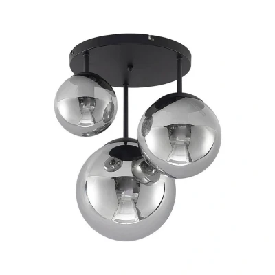 Abbildung von Lindby Teeja Deckenlampe, 3 Glaskugeln, rauchgrau