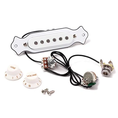 Abbildung von Alnicov White Sound Hole Magnetischer Tonabnehmer mit Lautstärkereglern für 6 saitige Folk Akustik oder E Gitarre
