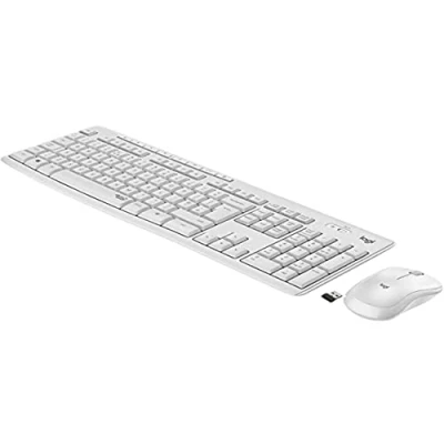Abbildung von Logitech MK295 kabelloses Tastatur Maus Set mit SilentTouch Technologie, Shortcut Tasten, optischer Spurführung, Nano USB Empfänger, verzögerungsfreier Drahtlosverbindung, IT QWERTY Layout Weiß