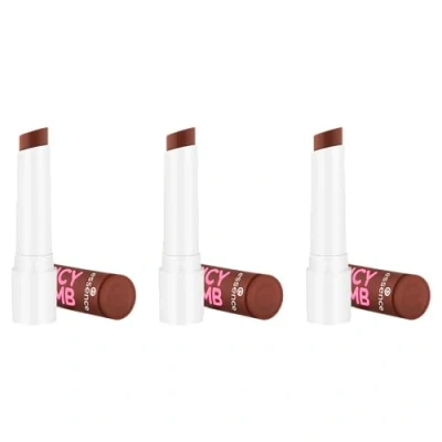Abbildung von essence JUICY BOMB glossy butter balm, Lippenbalsam, Nr. 05, Braun, natürlich, glänzend, strahlend frisch, vegan, ohne Parabene, Mikroplastikpartikel, Nanopartikel frei, 3er Pack (3x2.5g)