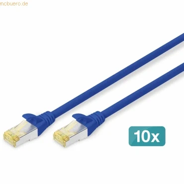 Abbildung von DIGITUS LAN Kabel Cat 6A 1m 10 Stück RJ45 Netzwerkkabel S/FTP Geschirmt Kompatibel zu 6 &amp; 7 Blau