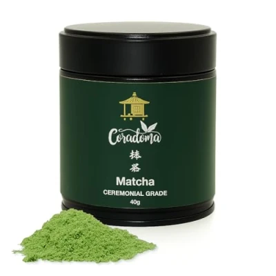 Abbildung von Matcha Ceremonial Grade aus Japan 100% Natürliches Pulver, handgemahlen Erster Ernte, Original Japanischer Grüntee in 40g Dose Reine Qualität und Traditionell