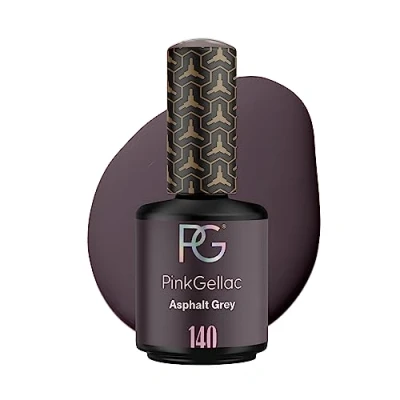 Abbildung von Pink Gellac UV Gel Nagellack 140 Asphalt Grey 15 ml Lack Grau Lang Anhaltender Gellack Einfache Entfernung Shellac Nail Polish Made in Holland