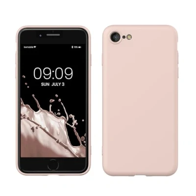 Abbildung von kwmobile Hülle kompatibel mit Apple iPhone SE (2022) / (2020) 8 7 gummierte TPU Silikon Handyhülle Schutzhülle für kabelloses Laden Case in Coconut Swirl