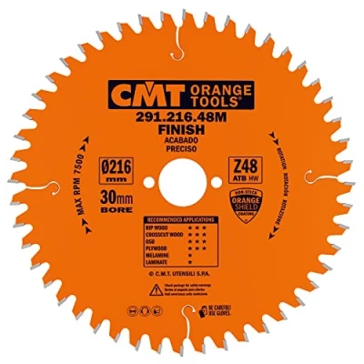 Abbildung von CMT Orange Tools Kreissägeblatt HW 216 x 2,8 / 1,8 30 Z=48 15 ATB 291.216.48M für Längs und Querschnitte