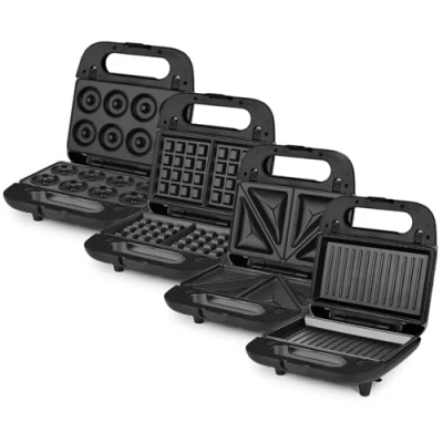 Abbildung von Sandwichmaker 4 in 1 JOY600 / 750 W Sandwich, Waffel, Grill und Donuts Überhitzungsschutz schw