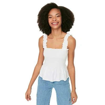 Abbildung von Trendyol Damen hangende Blouse, Ecru, 38 EU