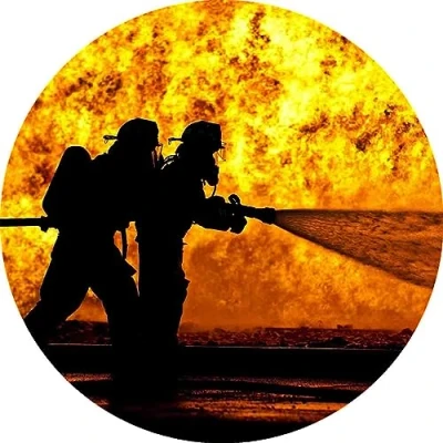 Abbildung von Essbarer Tortenaufleger Feuerwehr Flammen // Tortendekoration Feuerwehrmann 20cm (Oblatenpapier)