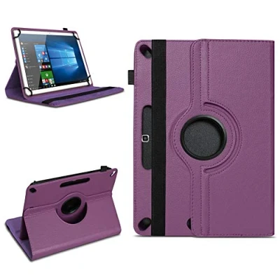 Abbildung von NAUC Schutzhülle kompatibel für TOSCIDO 4G LTE Tablet Tasche aus Kunstleder Universal Case 10.1 Hülle Standfunktion 360 Drehbar, Farben:Lila