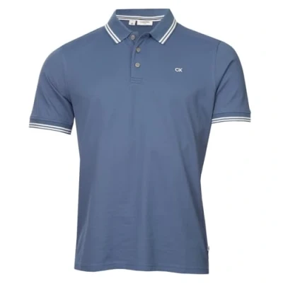 Abbildung von Calvin Klein Herren Campus 3 Knopf Polo Hemd Jeansblau mit Spitze M