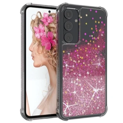 Abbildung von EAZY Case Glitzer Hülle kompatibel mit Samsung Galaxy A35 Handyhülle für Silikon leichtes Shiny Cover stoßfestes Phone als Fallschutz in Pink