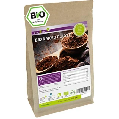 Abbildung von Kakao Pulver Bio 1000g ungesüßt ganze Bohnen gemahlen aus öko Anbau kakaopulver Premium Qualität