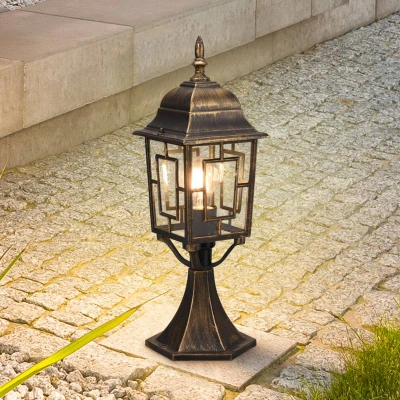 Abbildung von Trio Leuchten Außen Wegeleuchte Volturno 505960128, Aluminium Druckguss, Glas klar, exkl. 1x E27, Rostfarbig Antik