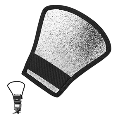 Abbildung von 2 in 1 Blitz Reflektor, Universal Diffusor, Flash Diffuser, Silber/Weiß Reflektor mit Gummiband für Nikon Canon Sony Speedlite Softbox Diffusor