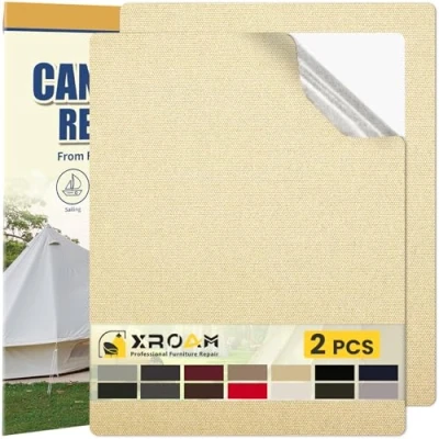 Abbildung von Flicken Selbstklebend Stoff, 21 x 30 cm Wasserdichtes Stoffklebeband, Selbstklebende Canvas für Outdoor Möbel, Bootabdeckungen, Sofas, Zelte, Lounge Stühle, Sonnenschutz, Beige