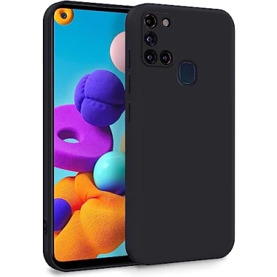Abbildung von MyGadget Hülle für Samsung Galaxy A21s Zweilagige Handyhülle mit Kameraschutz Cover Innenfutter &amp; Silikon außen Schwarz