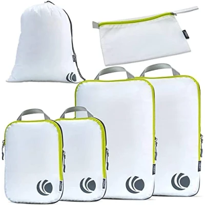 Abbildung von Cipway Kompressions Packwürfel Set, ultraleicht, erweiterbar, Reise Organizer für Handgepäck (weiß, 6 Stück)