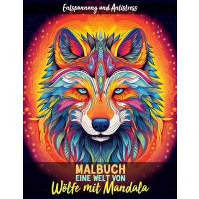 Abbildung von Eine Welt Von Wölfe mit Mandala Malbuch Entspannung und Antistress: Ein niedliches Wolf 30 Wunderschöne Malvorlagen für Erwachsene Jugendlich