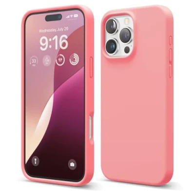 Abbildung von elago Premium Liquid Silikon Hülle Kompatibel mit iPhone 16 Pro Max Hülle, Ganzkörper Handyhülle, Stoßfest, Schlanke Kratzfester weicher Mikrofaser Innenfutter, 6.9 Zoll (pink)