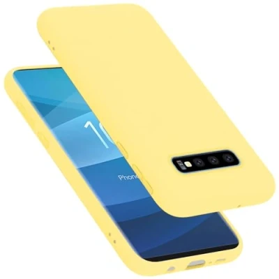 Abbildung von Cadorabo Hülle kompatibel mit Samsung Galaxy S10 PLUS Silikon Handyhülle für Case aus flüssigem stoßfeste dünne TPU Schutzhülle LIQUID GELB