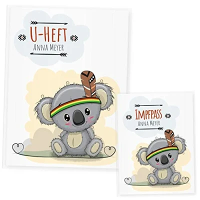 Abbildung von U Heft Hülle Set, Uheft &amp; Impfpass Waldtiere, (Uheft Set personalisiert, Koala)