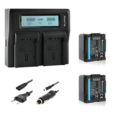 Abbildung von Blumax 2X Akku VW VBG130 1100mAh + Doppelladegerät Dual Charger passend zu diversen Sony Kameras 2 Akkus gleichzeitig Laden