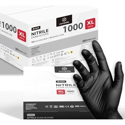 Abbildung von Kemes Nitrilhandschuhe XL 1000 Stück Schwarz Einweghandschuhe Latexfrei Puderfrei Nitril Gloves Größe