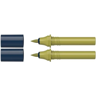 Abbildung von Schneider 040 Paint It Twinmarker Patronen (Brush Tip Pinsel, farbintensive Tinte auf Wasserbasis, für die Anwendung Papier, &gt; 95% recycelter Kunststoff) 2 Stück, olive green 043