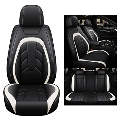 Abbildung von nenyan Autositzbezüge Komplett Set Universal Schonbezüge für Citroen DS3 DS7 DS4 DS5 DS6 DS9 Crossback E Tense Auto Sitzbezüge Schwarz Weiß Standard