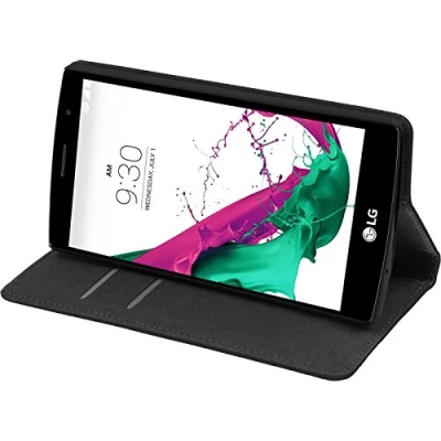 Abbildung von PhoneNatic Kunst Lederhülle kompatibel mit LG G4s / G4 Beat Book Case schwarz + 2 Schutzfolien