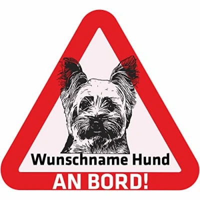 Abbildung von Indigos UG Namensaufkleber Hund Yorkshire Terrier Aufkleber mit Namen &amp; Wunschtext individuell personalisiert Auto Motorrad LKW