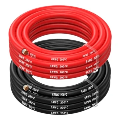 Abbildung von MMOBIEL 6 AWG Silikon Elektronik Kabel Gauge (13,3mm²) Verzinnte Kupferkabel 2 Separate Rot &amp; Schwarz Jede 2,5 m / 8.2 ft für Kühlschränke, Klimaanlagen, Autobatterien, Schweißbatterien