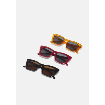 Abbildung von Urban Classics Sunglasses Tilos 3 PACK Unisex Sonnenbrille, Herren, Größe: One Size, Dark red/black/orange