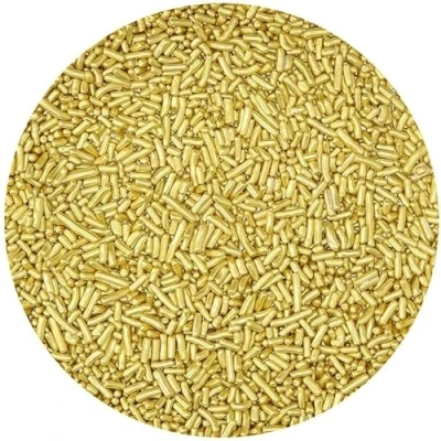 Abbildung von BrandNewCake® Zuckerstreusel Metallic Gold 80g Essbare Kuchendekoration Perfekt für Torten und Desserts
