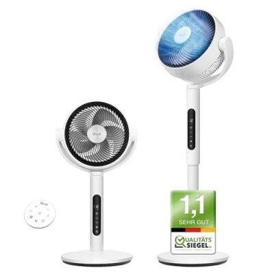 Abbildung von Levoit 20dB Standventilator Leise, 30M Windentfernung 2465m3/h Luftvolumen Ventilator 4 Modi 12 Stufen 12H Timer mit Sensor und Fernbedienung, Luftzirkulation in 4Min, Fan für Schlafzimmer Wohnzimmer